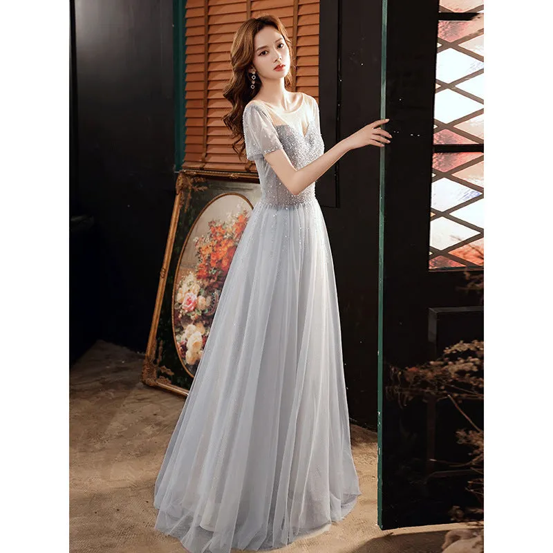A Line Sequins  Long Prom Dress Shiny Formal Evening Gown 522