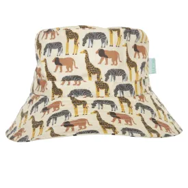 ACORN KIDS - SAFARI BROAD WIDE BRIM BUCKET HAT: NATURAL/BLUE/BROWN