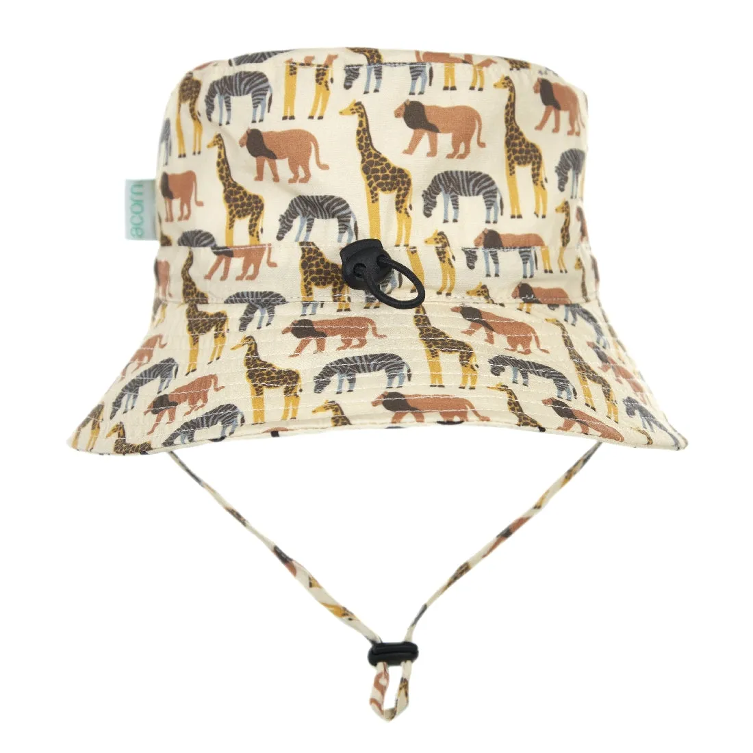 ACORN KIDS - SAFARI BROAD WIDE BRIM BUCKET HAT: NATURAL/BLUE/BROWN