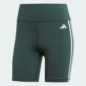 ADIDAS TRAINING ESSENTIALS 3-STRIPES HIGH-WAISTED SHORT LEGGINGS - GREEN