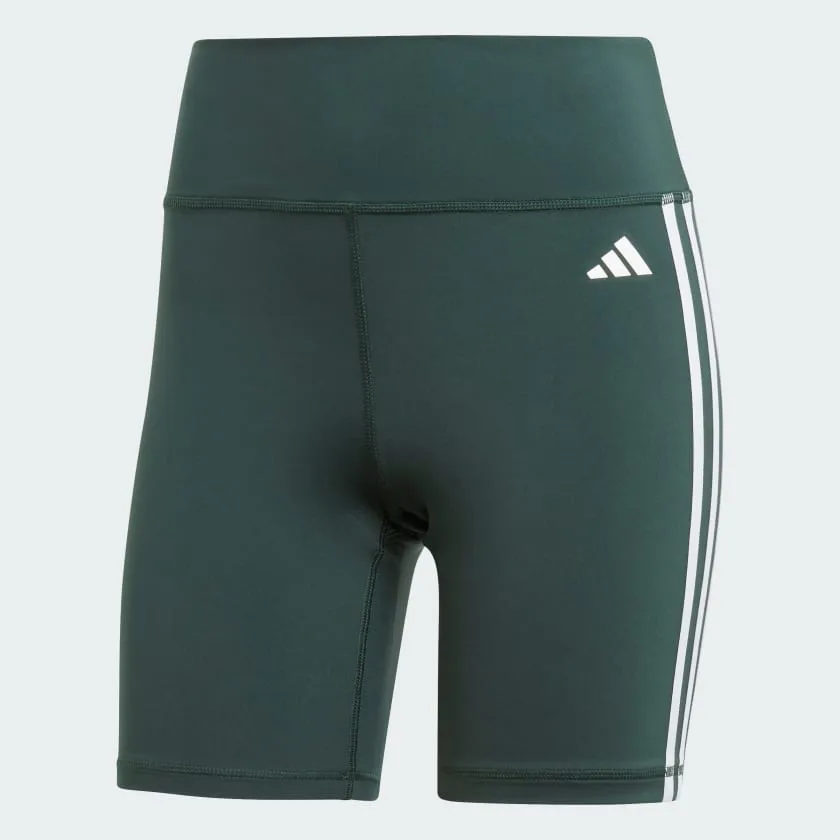 ADIDAS TRAINING ESSENTIALS 3-STRIPES HIGH-WAISTED SHORT LEGGINGS - GREEN