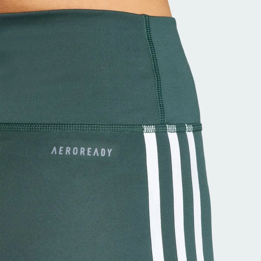 ADIDAS TRAINING ESSENTIALS 3-STRIPES HIGH-WAISTED SHORT LEGGINGS - GREEN