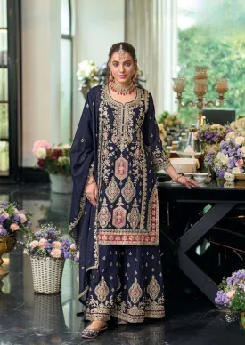 Alluring Designer Party Wear Gray Colored Palazzo Suits For Women