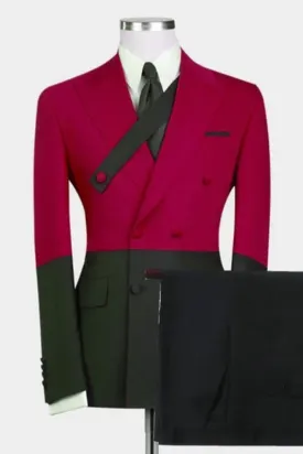 Anson Stylish Merlot Peaked Lapel Double-Breasted Prom Outfit