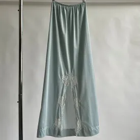 Baby blue hand dyed maxi slip skirt - S/M