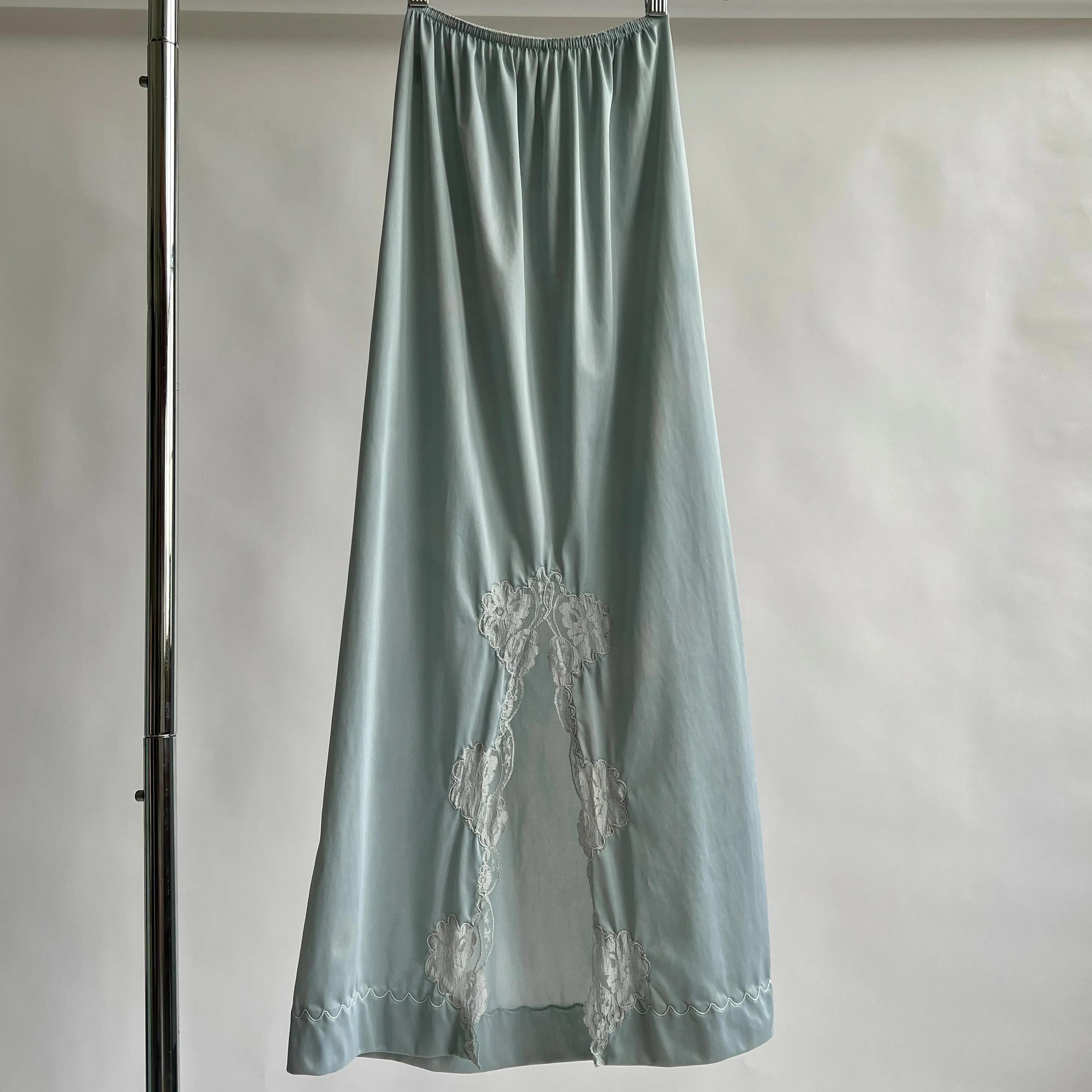 Baby blue hand dyed maxi slip skirt - S/M