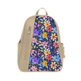 Beige Mixed Backpack Purple Floral