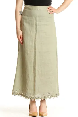 Beige Sequin Casual Straight Skirt