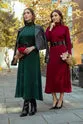 Belt knitwear dress - emerald