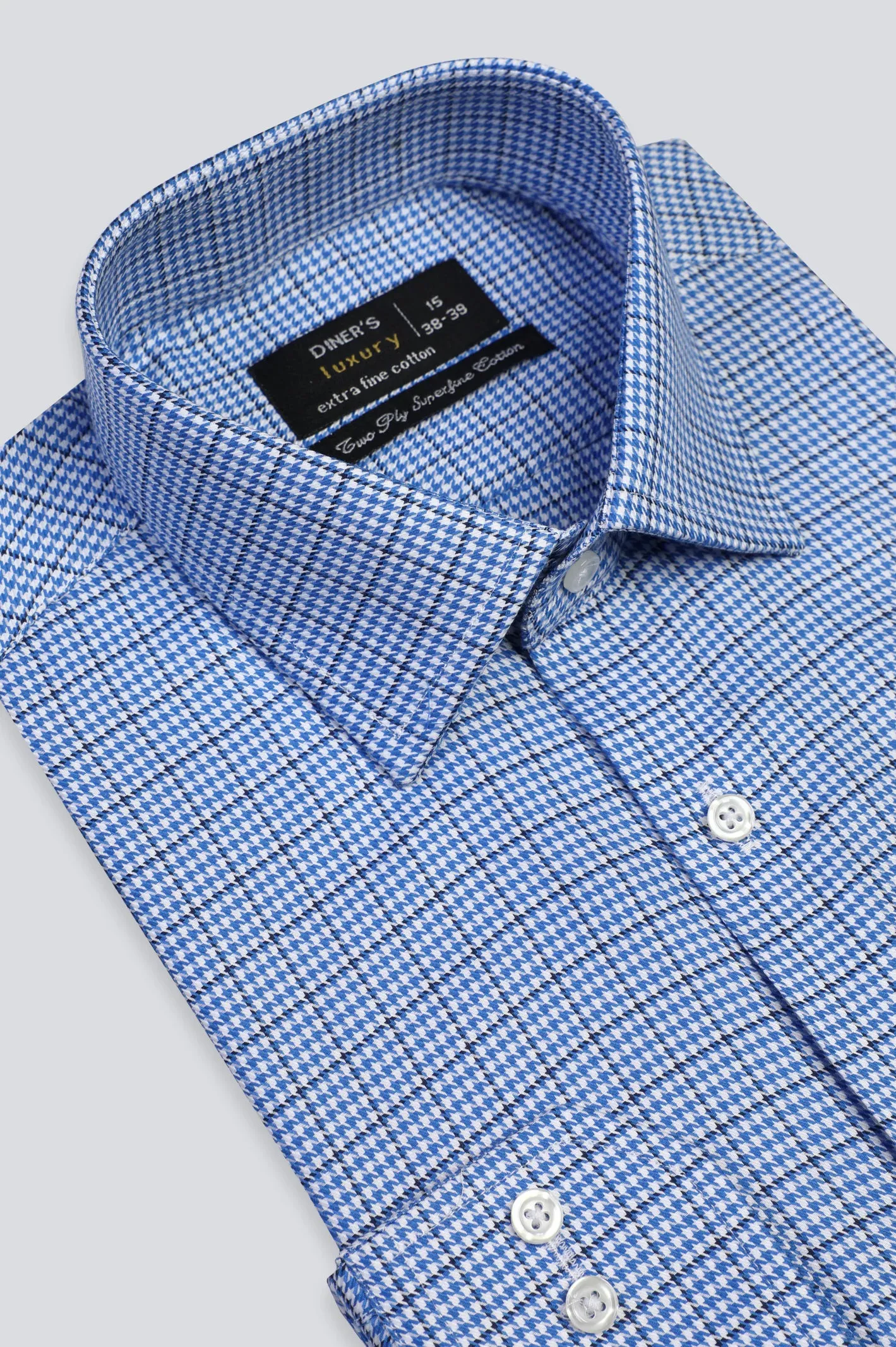 Blue Houndstooth Formal Shirt