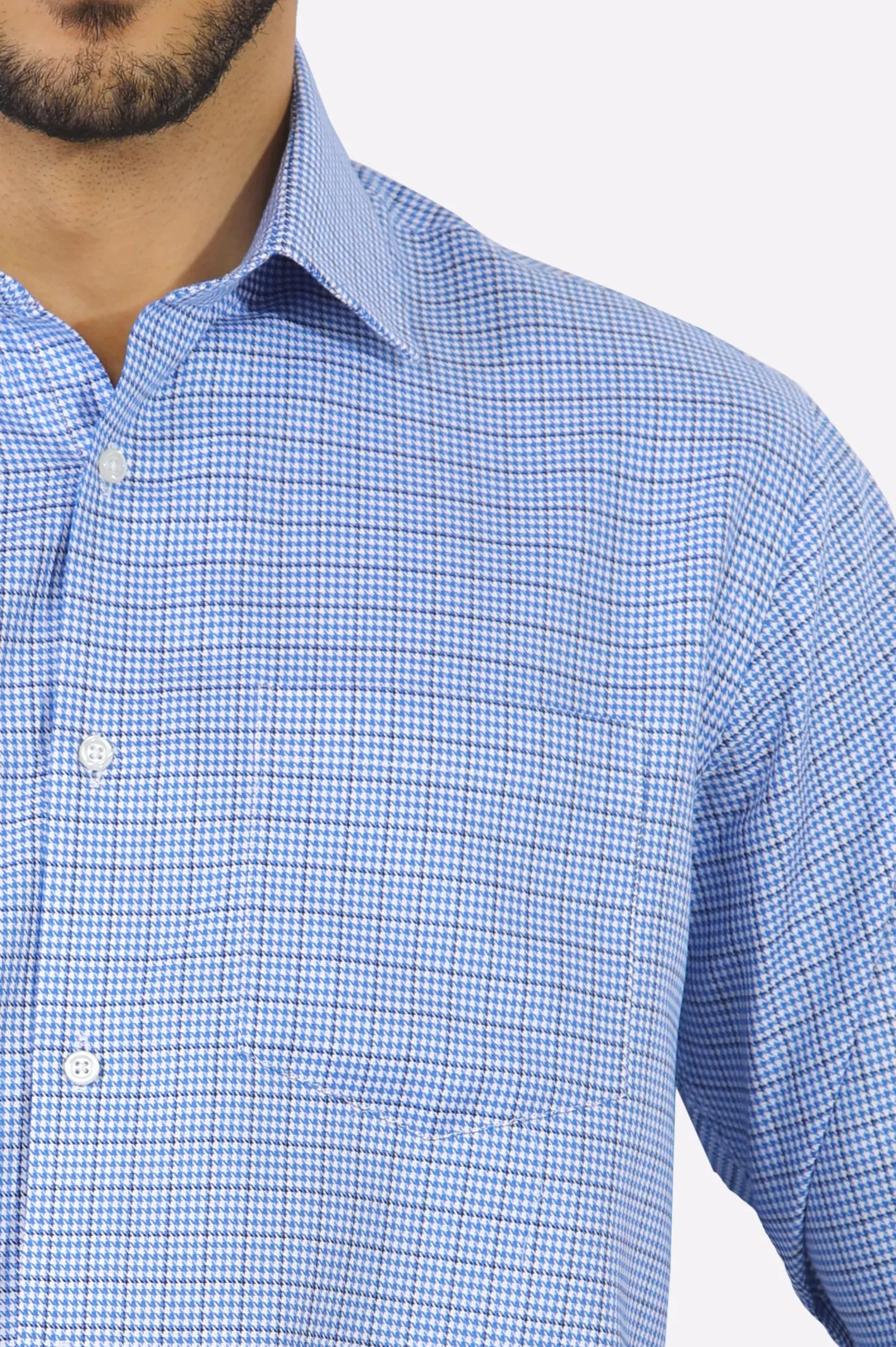Blue Houndstooth Formal Shirt