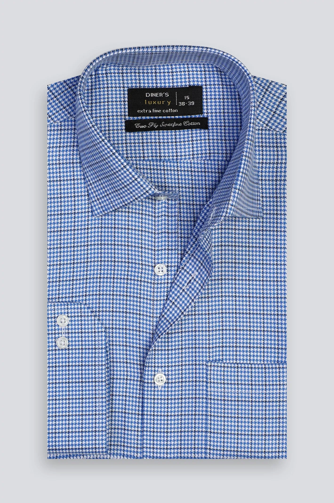 Blue Houndstooth Formal Shirt