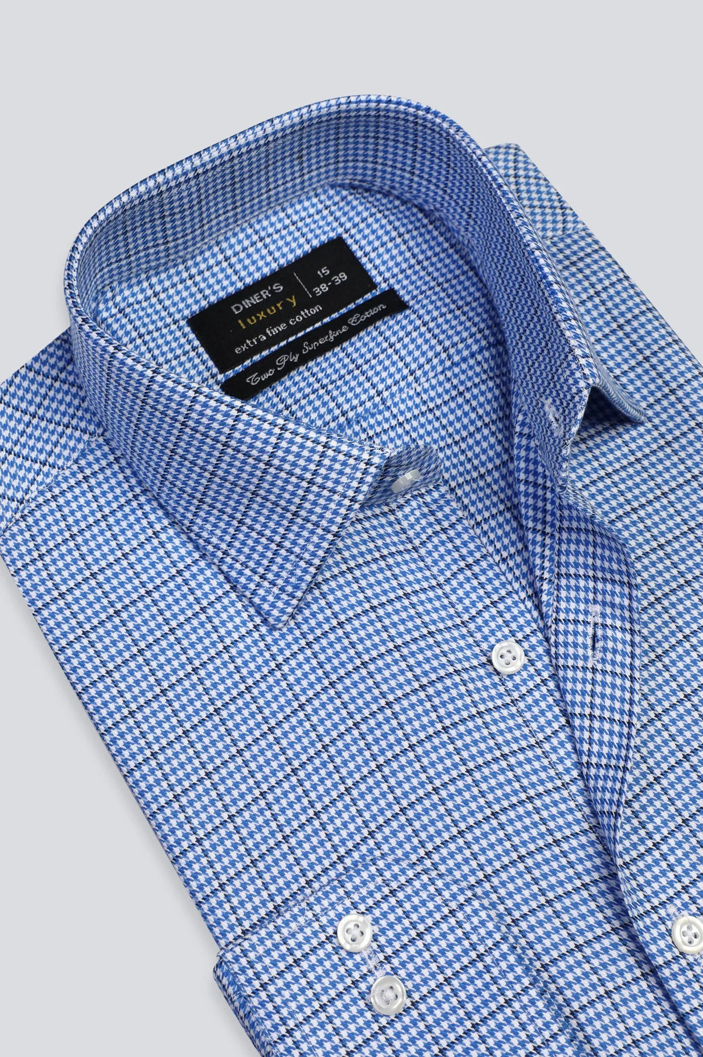 Blue Houndstooth Formal Shirt