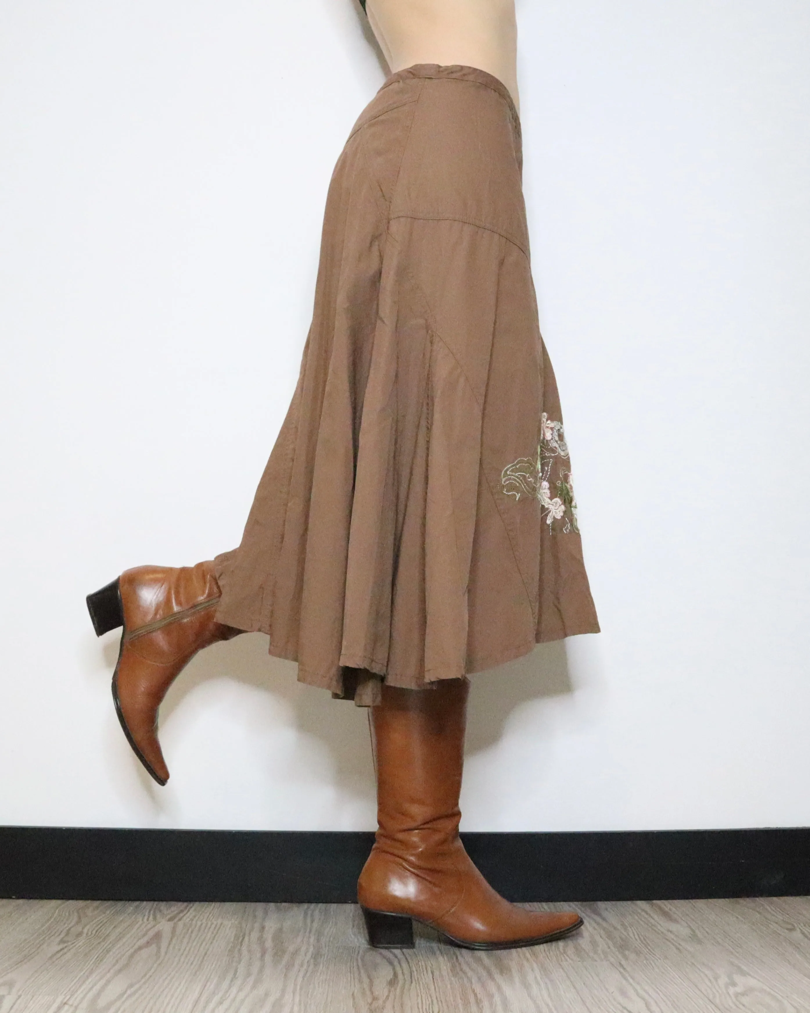 Brown Boho Maxi Skirt (Medium) 