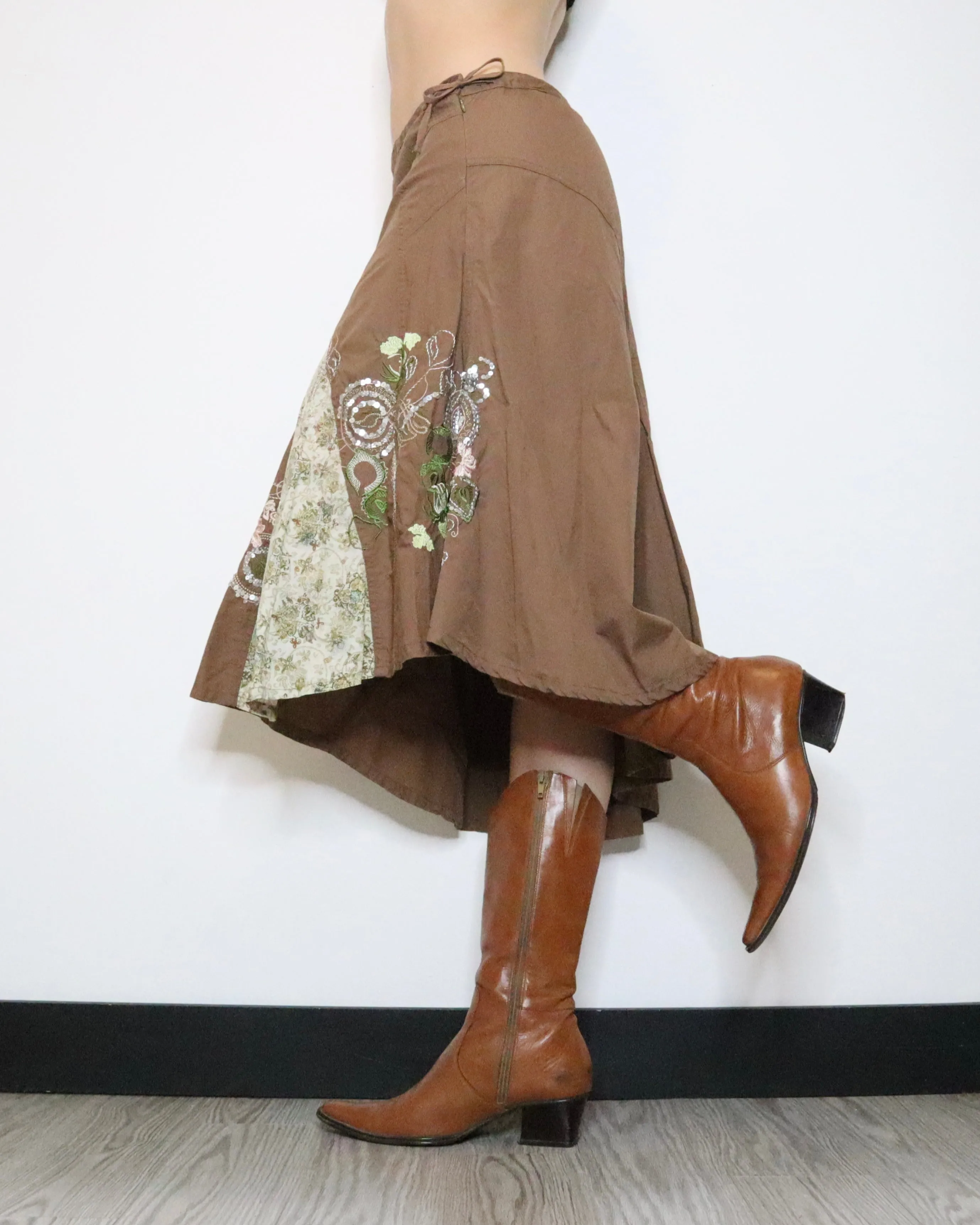 Brown Boho Maxi Skirt (Medium) 