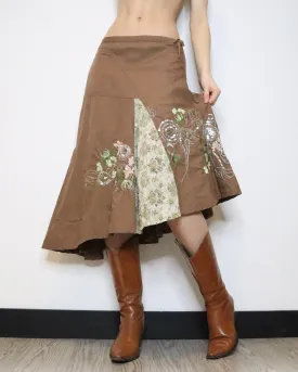 Brown Boho Maxi Skirt (Medium) 