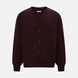 Burgundy Fine Merino V-Neck Cardigan