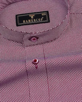 Capricorn Maroon With White Printed Cotton Shirt
