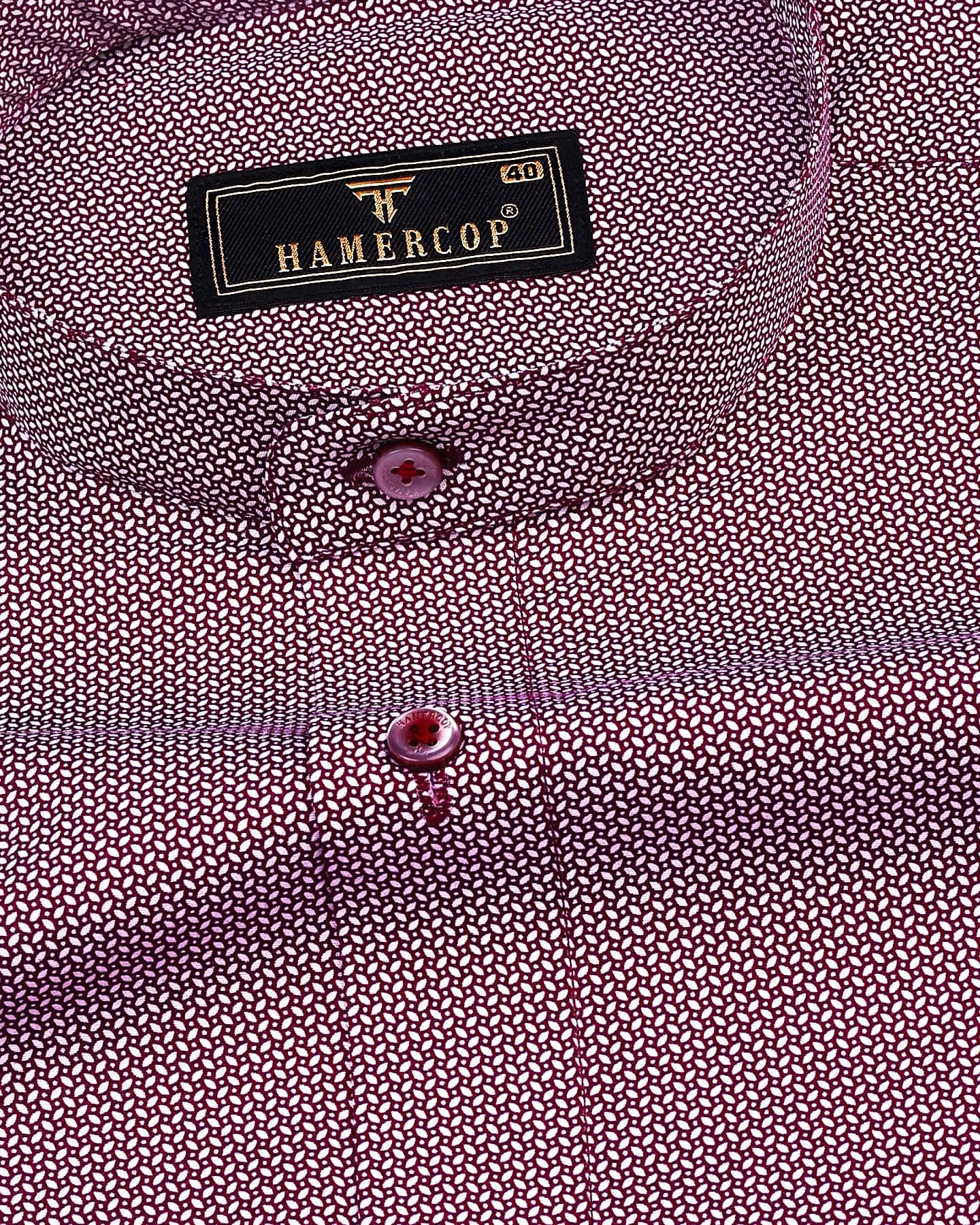 Capricorn Maroon With White Printed Cotton Shirt