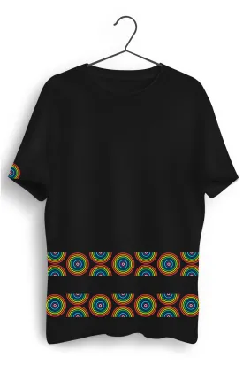 Color Circle Graphic Printed Black Tshirt
