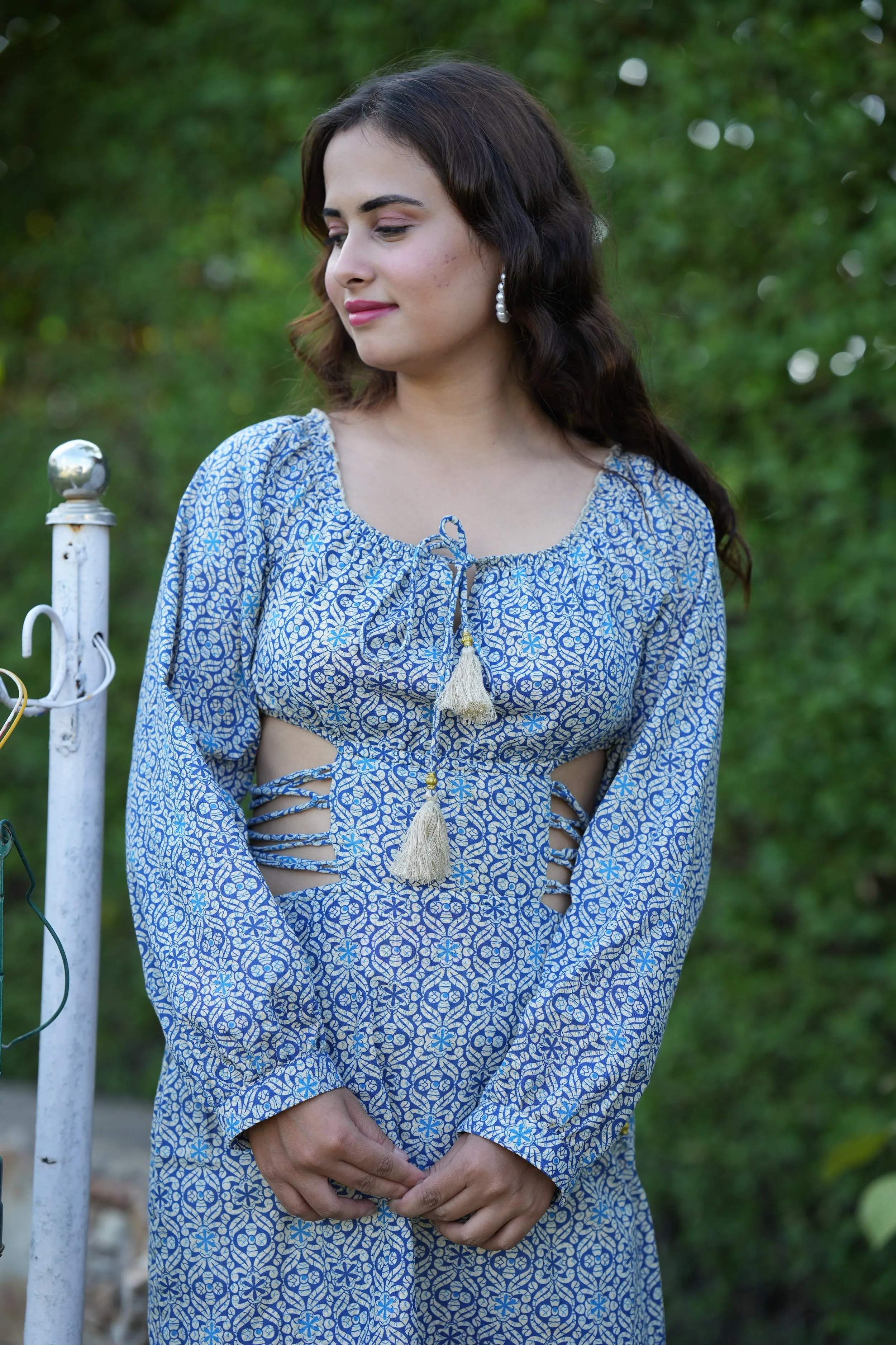 Criss Cross Featured Short Cotton Dress