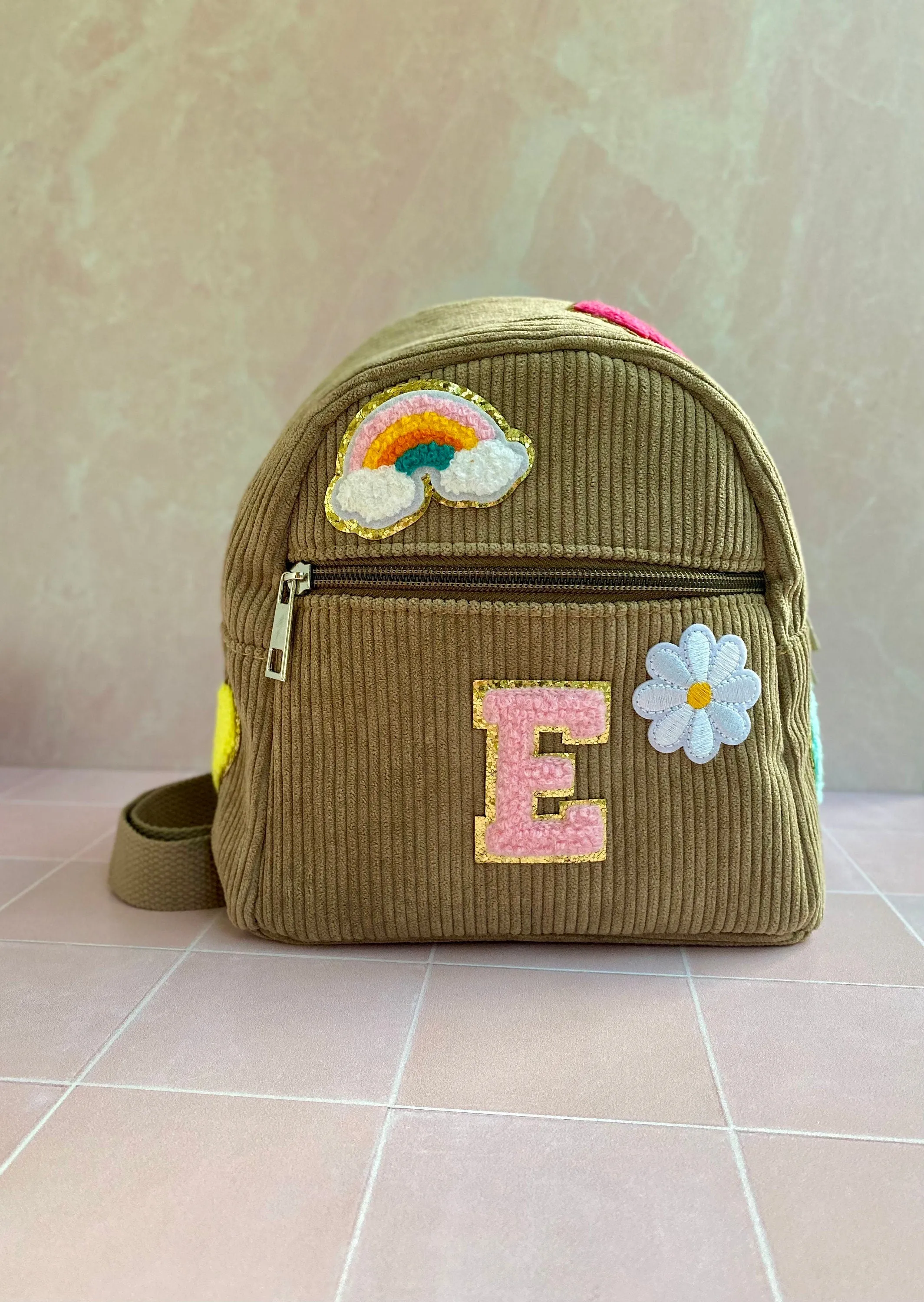 Custom Mini Corduroy Backpack with Patches