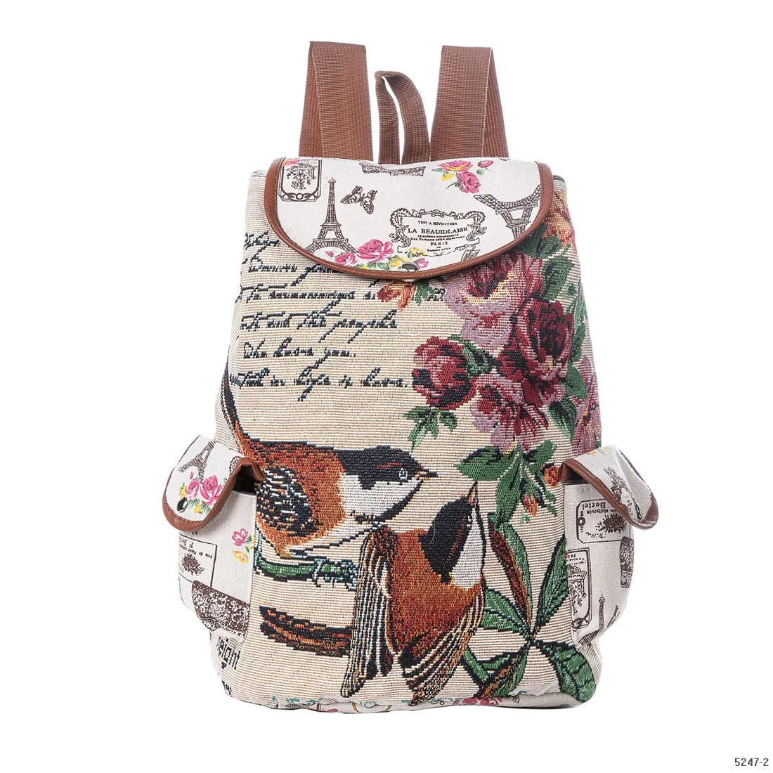 Cute Cat Backpack Women Canvas Backpack Drawstring Printing Backpacks For Teenage Girls Large Capacity School Bag