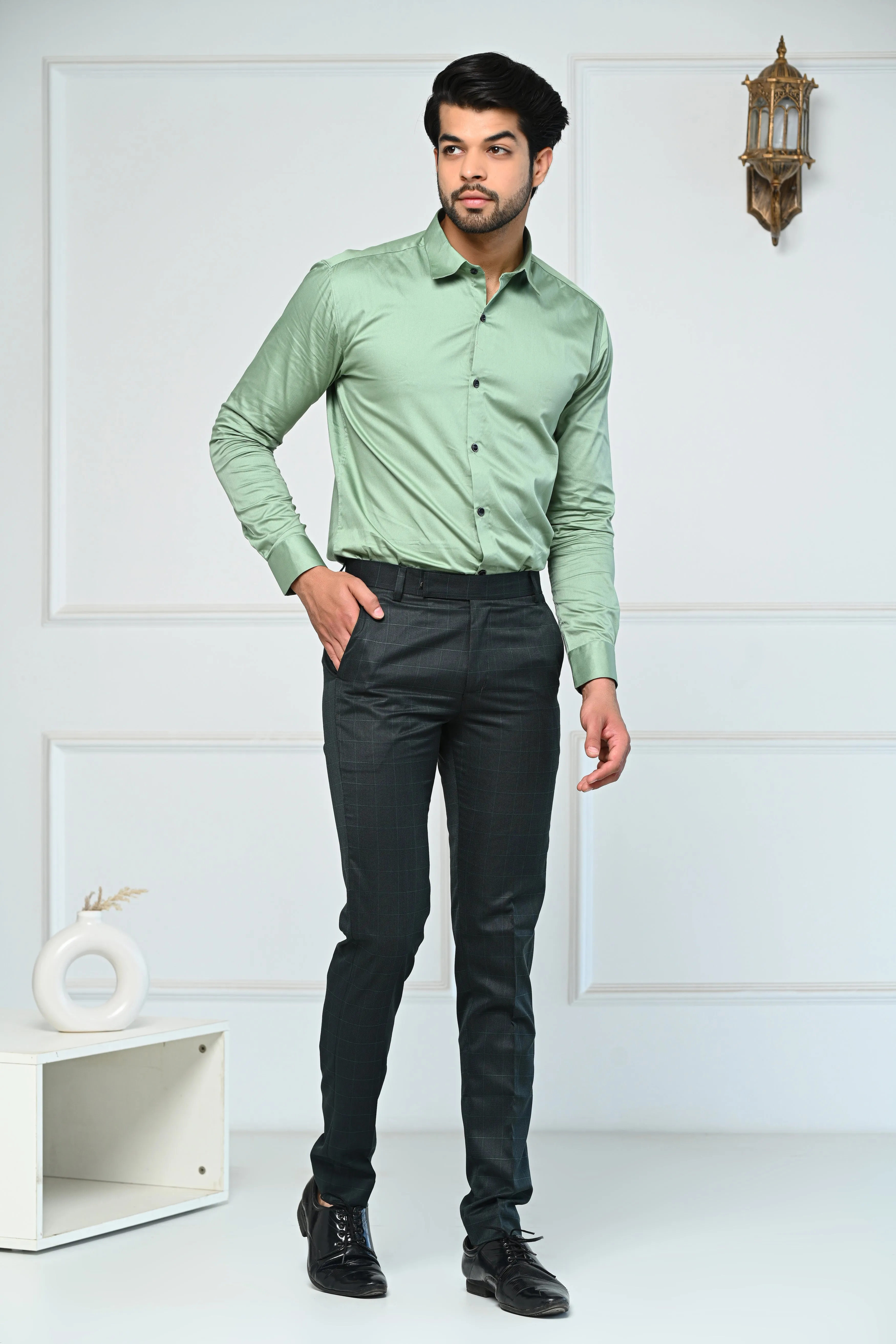 Dark Green Window Checks Formal Pents