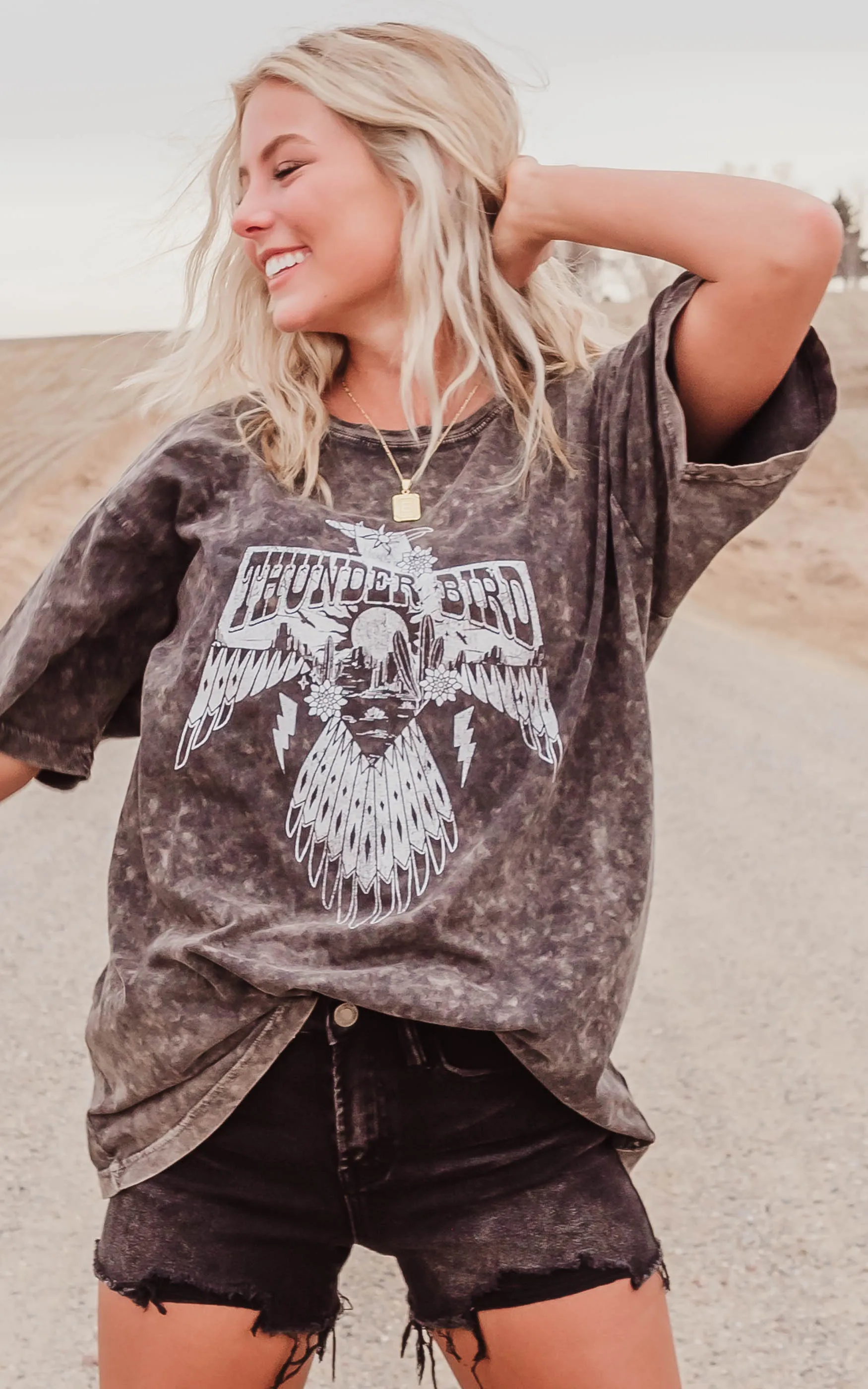 Desert Thunderbird Mineral Wash T-Shirt - Black | FINAL SALE