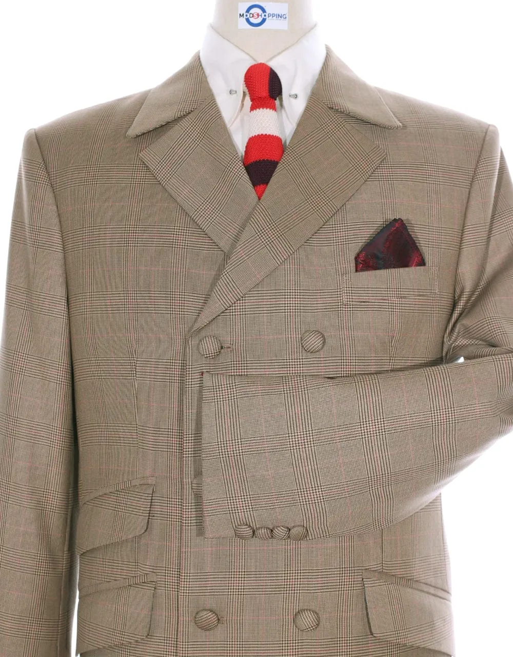Double Breasted Suit | Brown Prince Of Wales Check Suit