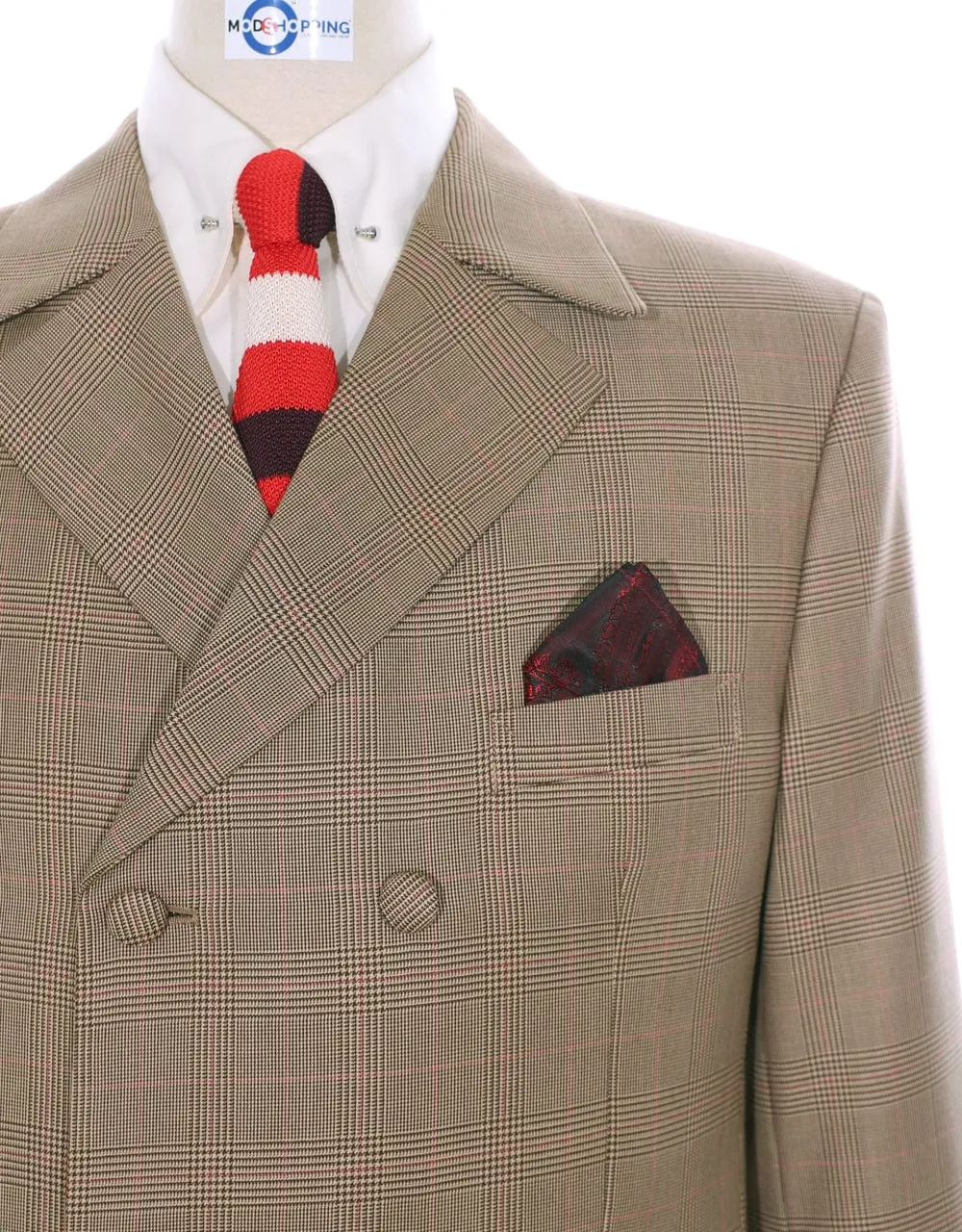 Double Breasted Suit | Brown Prince Of Wales Check Suit