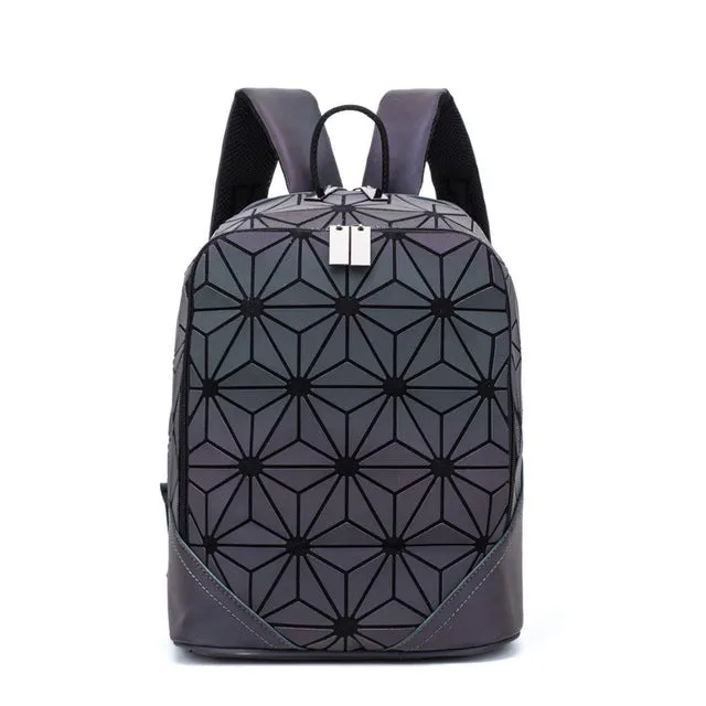 Fashion Women Backpack Mochila Geometric Luminous Backpacks Bagpack Girls Noctilucent Travel Shoulder Bags For School Back Pack
