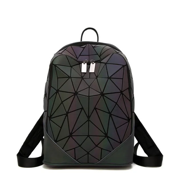 Fashion Women Backpack Mochila Geometric Luminous Backpacks Bagpack Girls Noctilucent Travel Shoulder Bags For School Back Pack