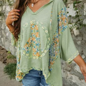 Floral Peace Patchwork Knit Top