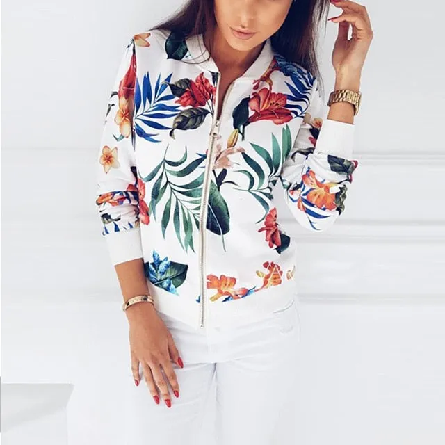Floral Spring Jacket Floral Spring Women Bomber Jacket Plus Size S
