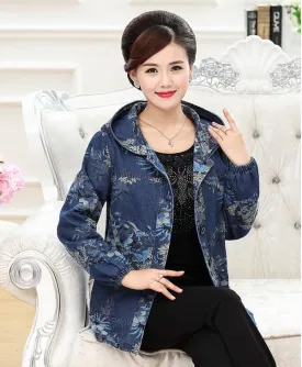 Floral Spring Jacket Middle-age women thin outerwear mother clothing spring and autumn fashion