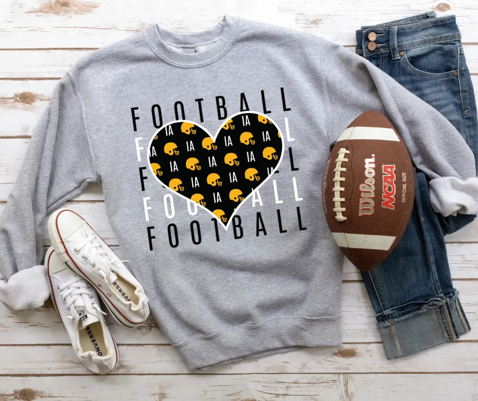 Iowa Heart Football Repeat Grey Sweatshirt