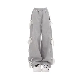 Jasmine Grey Lace Lace-up Pants