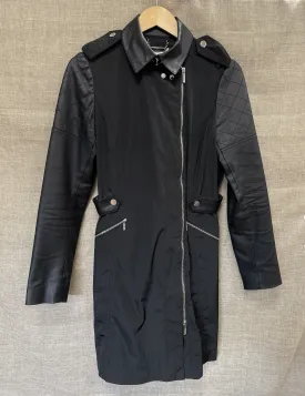 Karen Millen Black Zip & Leather Effect Jacket Coat Size 10