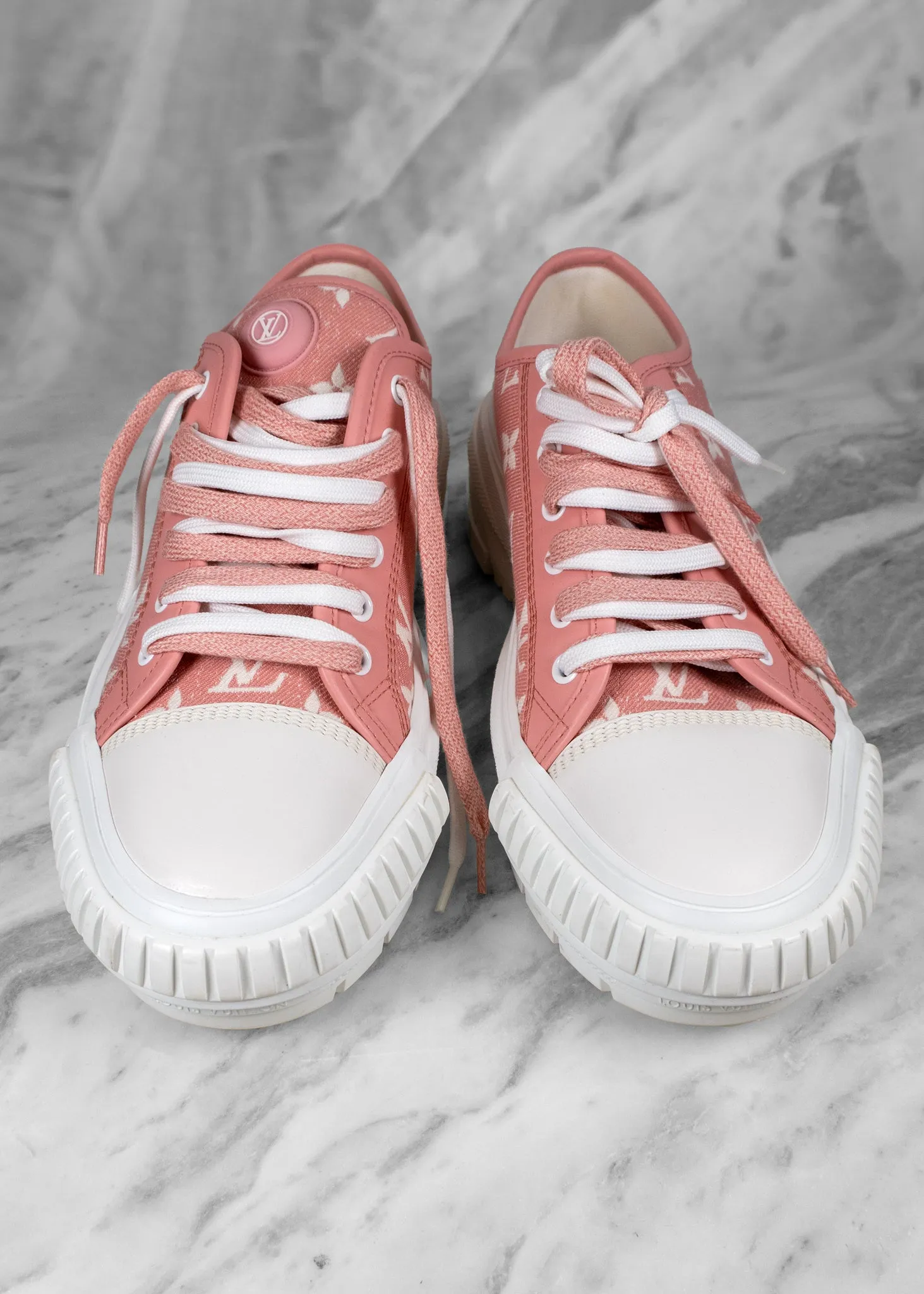 Louis Vuitton Pink Denim Monogram Squad Sneakers