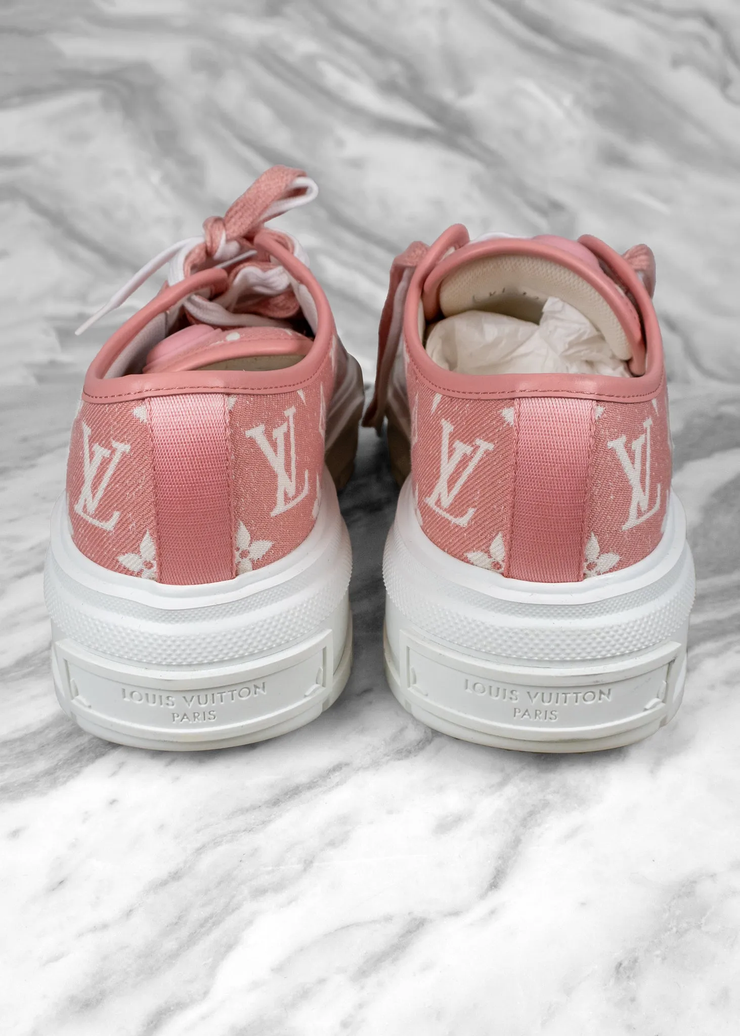 Louis Vuitton Pink Denim Monogram Squad Sneakers