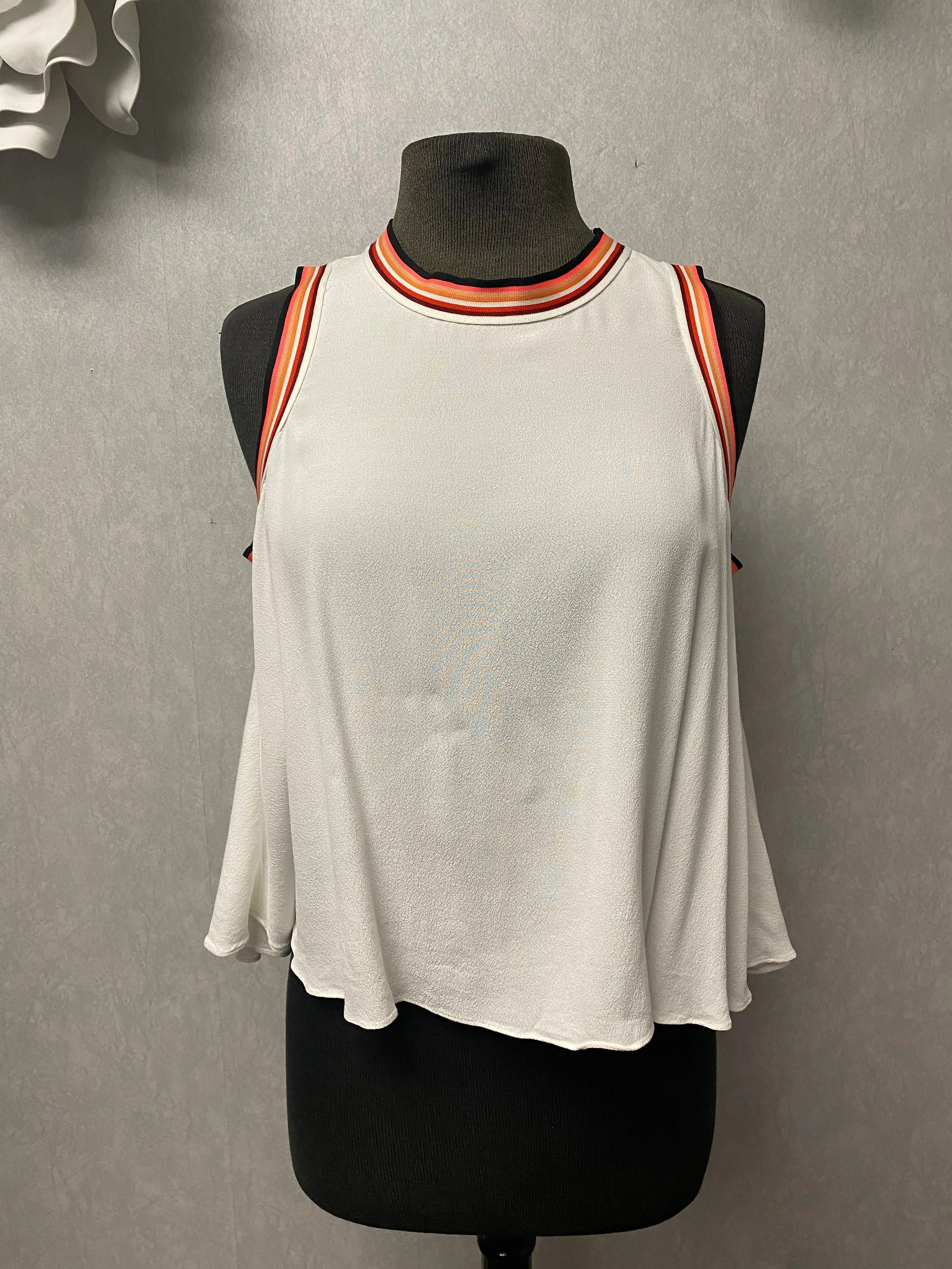 LOVERS & FRIENDS Crop Tank Top With Open Back White And Orange Size Small