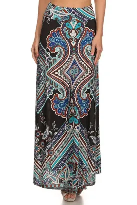 Maxi Skirt Elegant Paisley Goddess Black