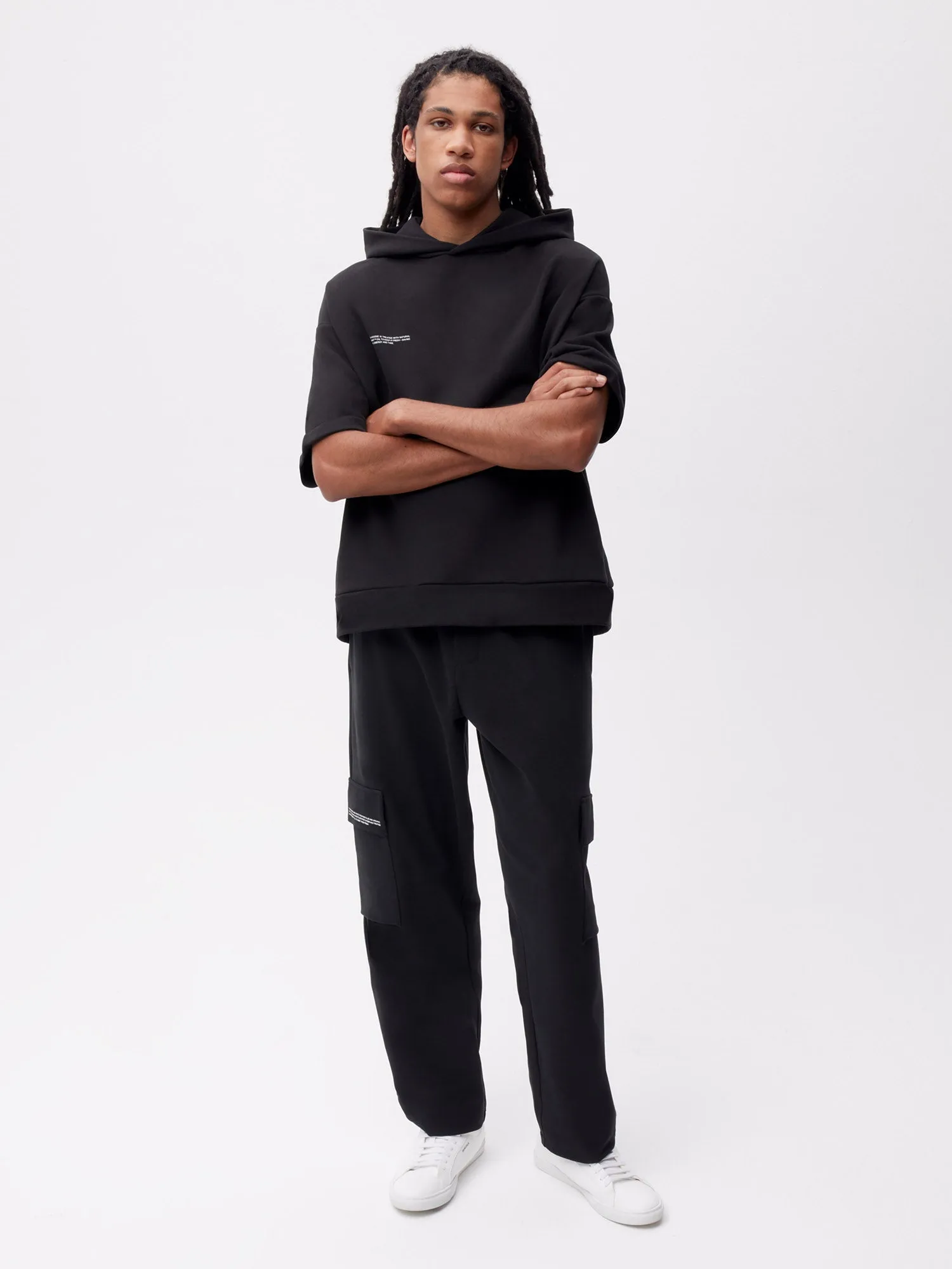 Mens Double Jersey Cargo Track Pants—black