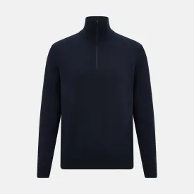 Midnight Blue Half-Zip Cashmere Jumper