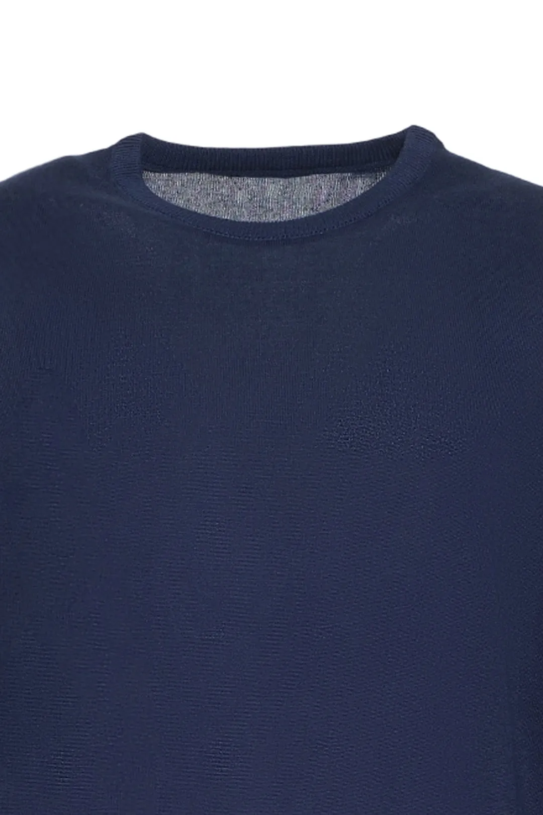 Navy Blue Silk Cashmere Utku Round Collar Long Sleeve Men's Knitwear