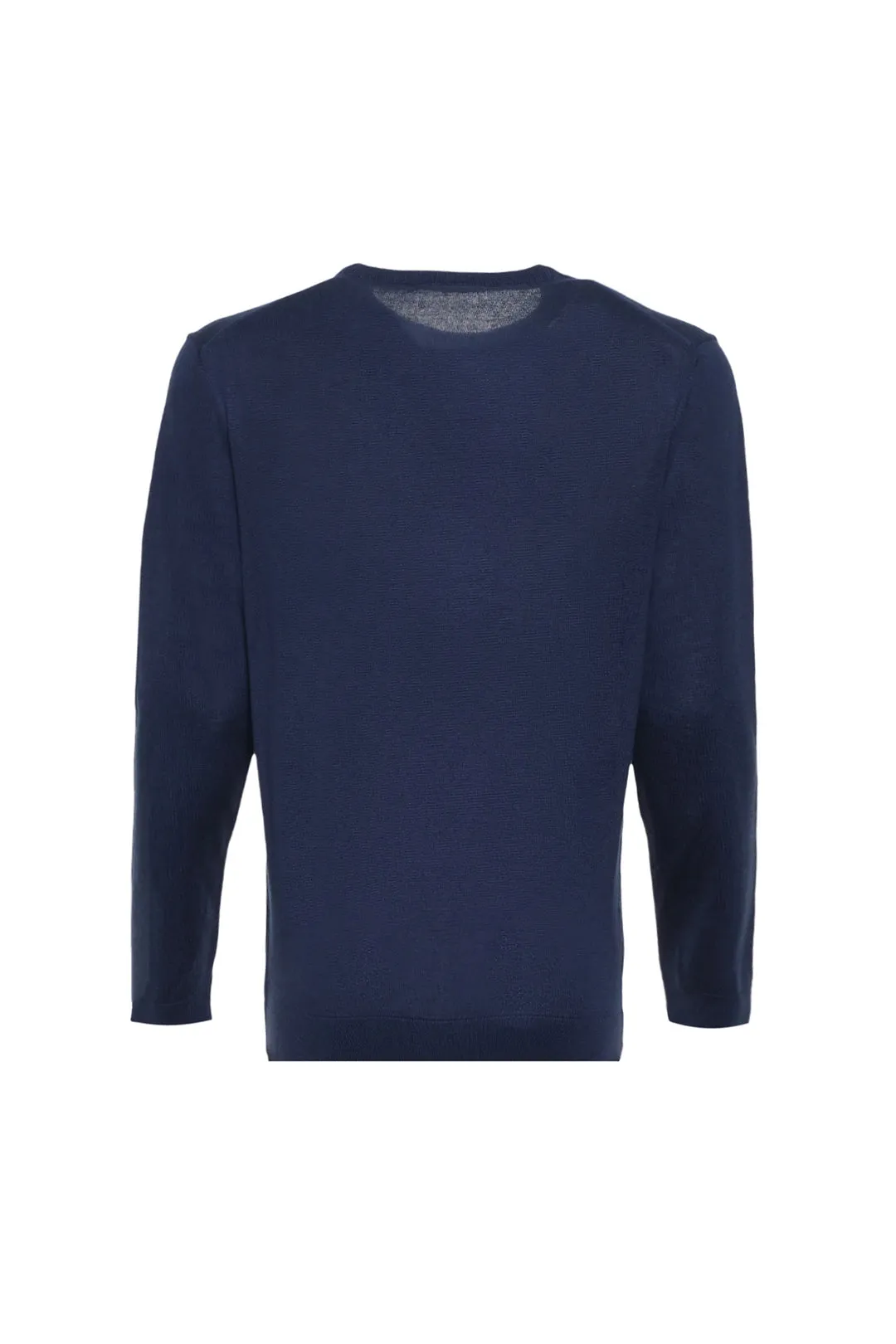 Navy Blue Silk Cashmere Utku Round Collar Long Sleeve Men's Knitwear