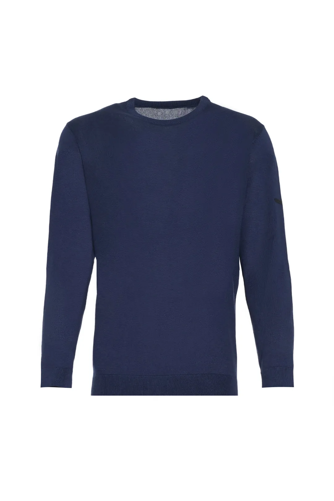Navy Blue Silk Cashmere Utku Round Collar Long Sleeve Men's Knitwear
