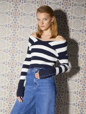 Nocturne Striped Cropped Knitwear Black