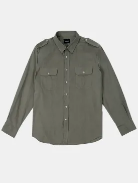 Olive Cotton Corduroy Overshirt